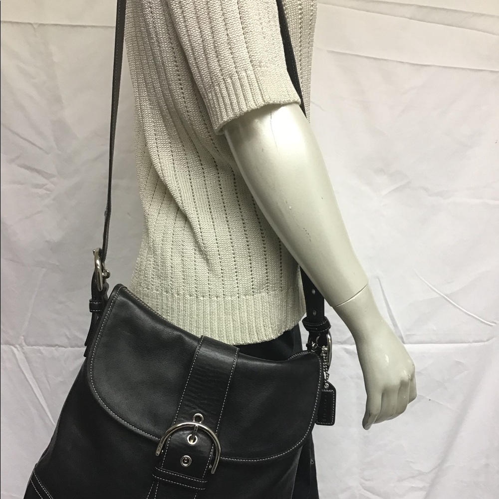 Coach Black Leather Soho Flap Messenger Bag